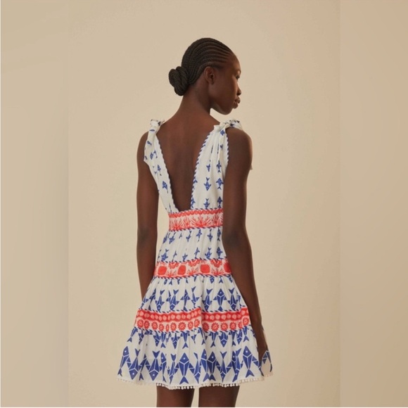 Farm Rio Womens  Graphic Fishes Mini Dress, Off White Blue Red NWT Size M Medium - Picture 4 of 5